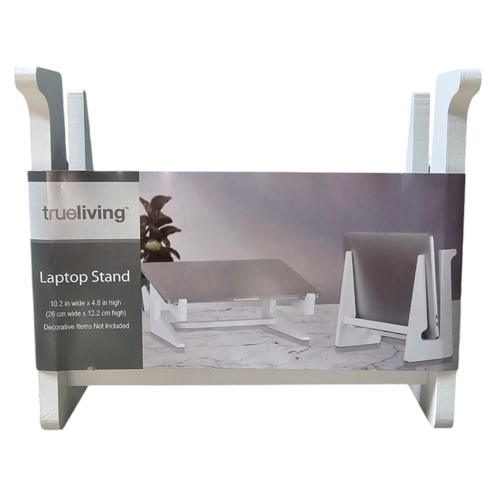NWT Trueliving Wooden Desktop Laptop Stand White Lightweight Home Office Nice